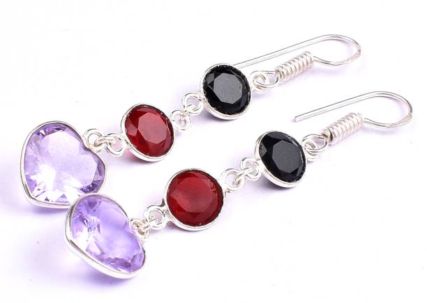 Drop Dangle Earstone for rings Amethyst German Silver Drops Dan