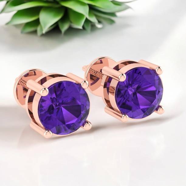 Round Solitaire Gemstone February Birthstone Rose Gold