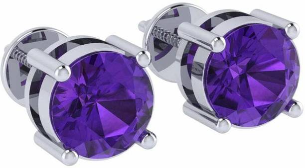 Round Solitaire Gemstone February Birthstone White Gold