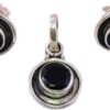 Round Shape Simple Design stone for pendant Set With Black Moldavite S...