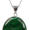 AAA Malachite Oval Shape Pendant / Locket with Metal Chain