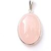 Aurra Stores Pink Rose Quartz Silver Metal Unisex Gemst