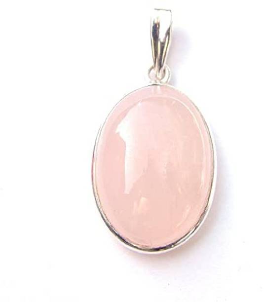 Aurra Stores Pink Rose Quartz Silver Metal Unisex Gemst