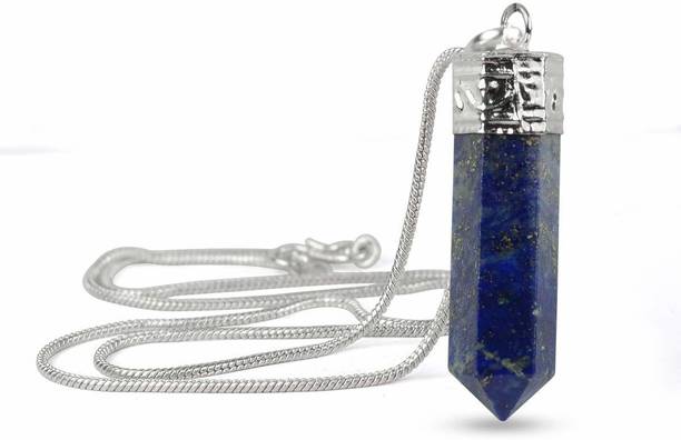 Lapis Lazuli Pencil Pendant Silver Agate, Crystal Crystal
