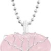 9dzine Rose Quartz Heart Shaped Tree Of Life stone for pendant wi...