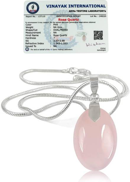 CRYSTU Certified Natural Rose Quartz Oval Shape stone for pendant