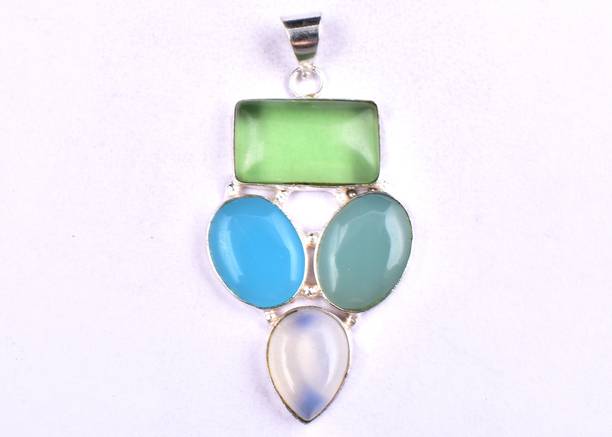 Gemstone Pendant stone for necklace Silver Amethyst Metal Pendant