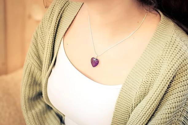 Amethyst Heart Charms Pendant 100% Authentic Crystal Ge