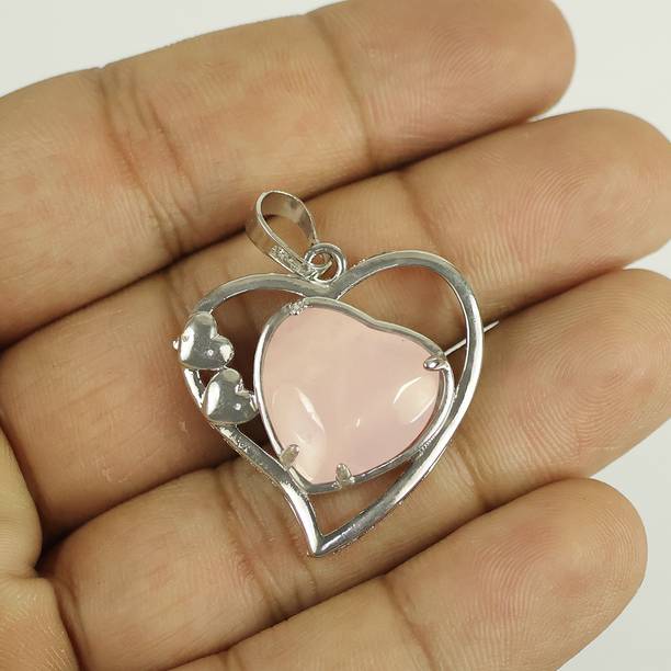 REIKI CRYSTAL PRODUCTS Natural Rose Quartz Metal Heart