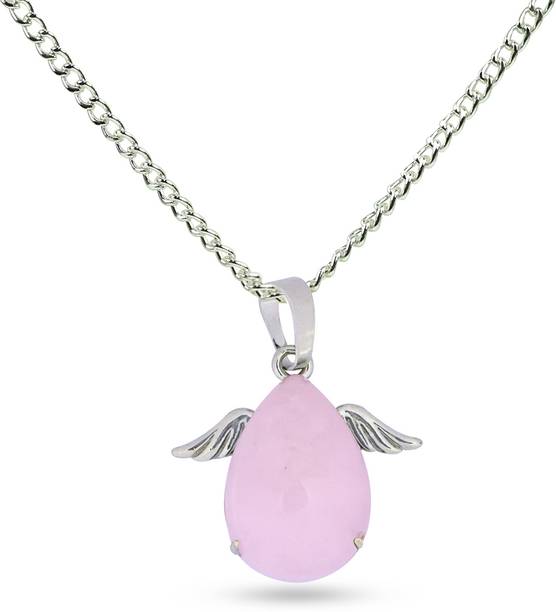 CRYSTU Natural Rose Quartz Angle Shape stone for pendant Locket w