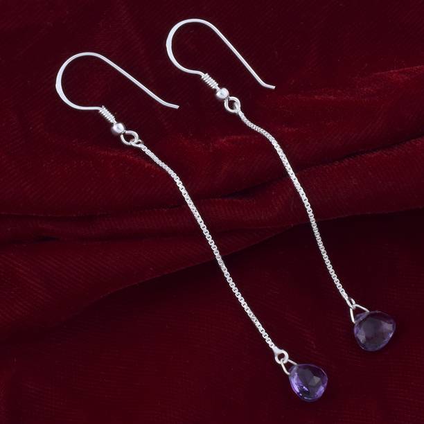 Exceptional - Heart Shaped Amethyst Sterling Silver Dro