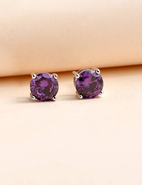 SWJstud02 Amethyst Silver, Stone Stud Earstone for ring