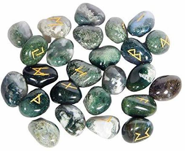 hoseki Natural Green Jade Rune Stone 24pcs Regular Asym