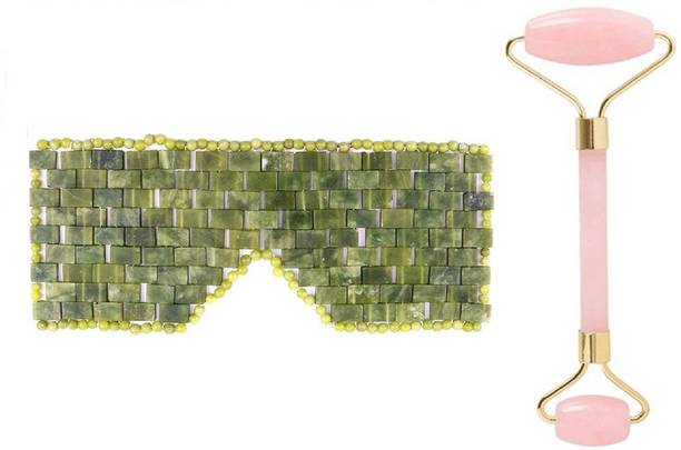 Getmecraft Rose Quartz Roller and Jade Eye Mask Set Ros