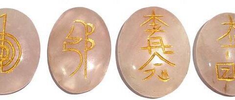 REIKI CRYSTAL PRODUCTS Rose Quartz Cabochon Reiki Symbo